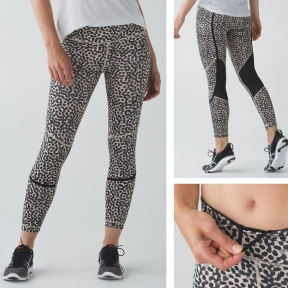 Lululemon Pedal To The Medal 7/8 Tight Luxtreme In Ace Spot Grain Black Size 4 - Picture 1 of 8